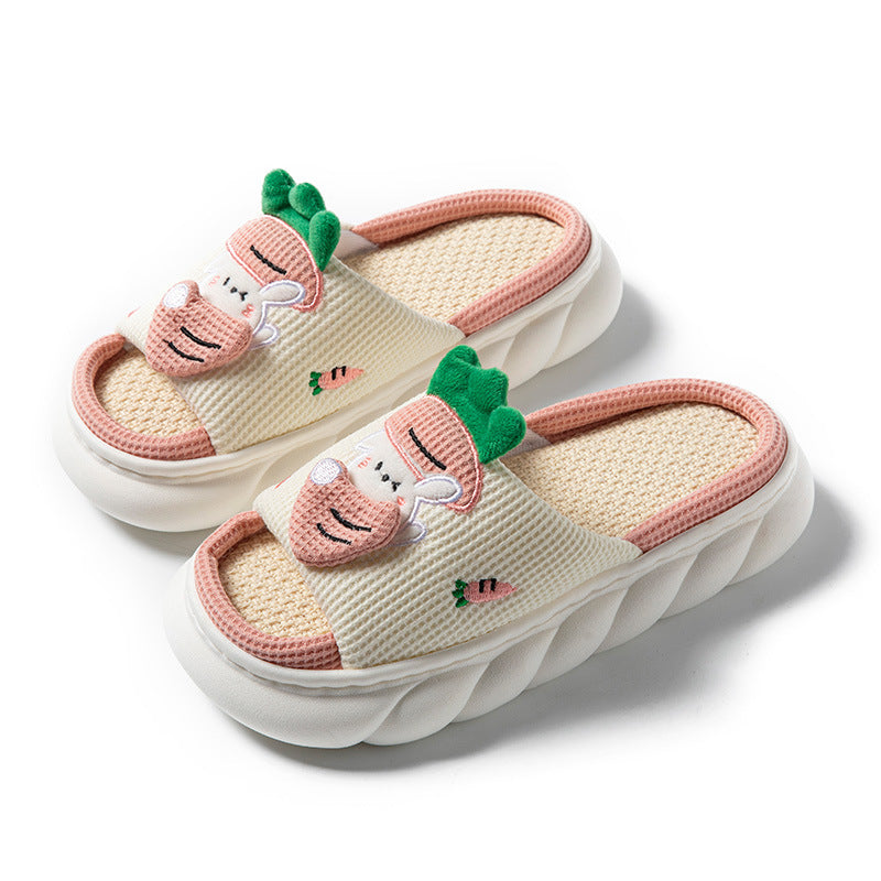 Wholesale Summer Cotton Linen Frog Slippers